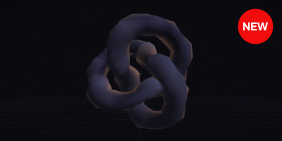 Algorithmic Forms Explorer displaying interactive 3D mathematical visualizations including Torus Knots, Klein Bottles, and Strange Attractors rendered in WebGL.